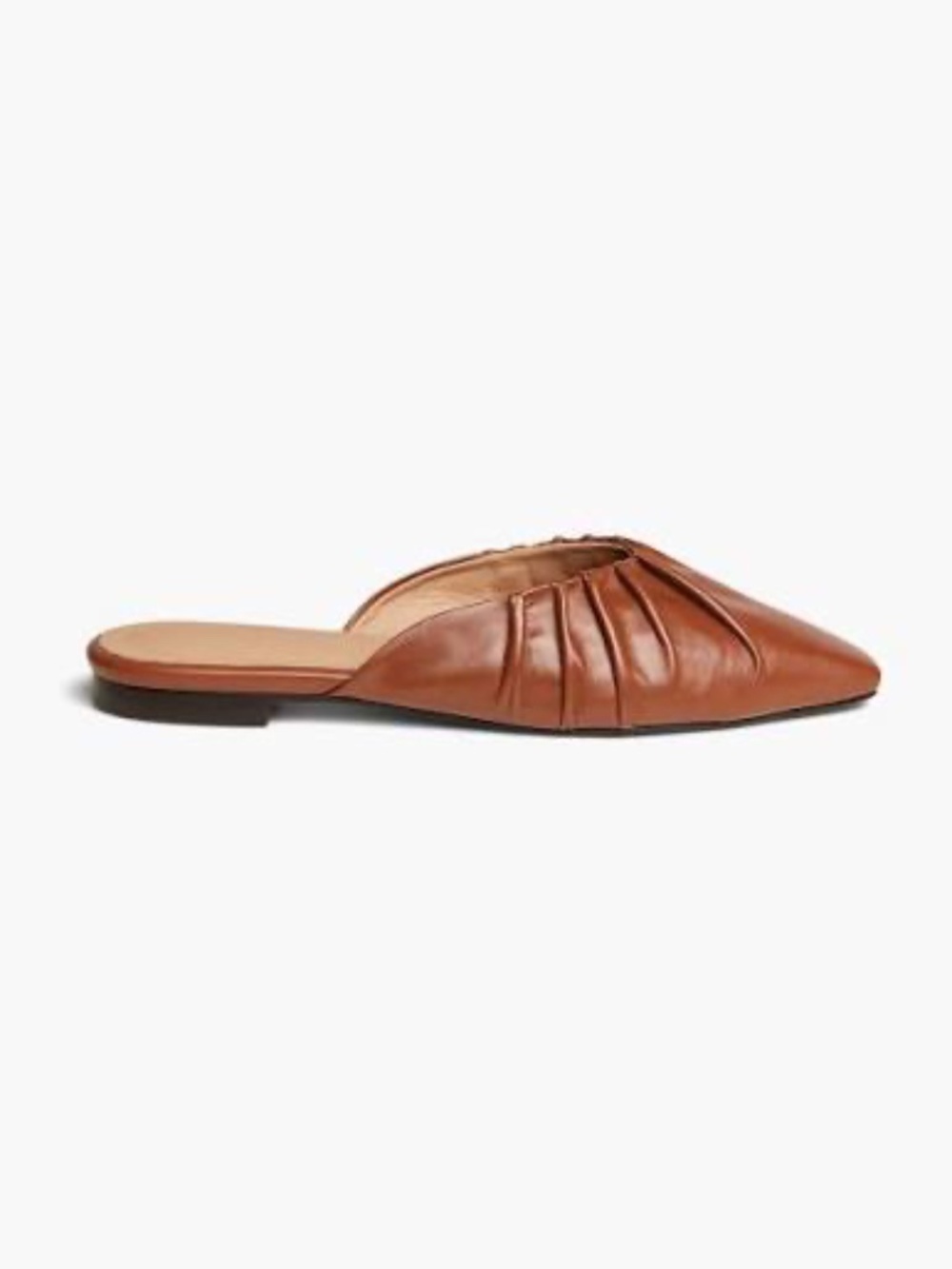 ABLE Brown Ruched Leather Square-Toe Slip-On Mules
